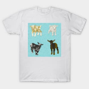 Baby Goats Pattern Blue T-Shirt